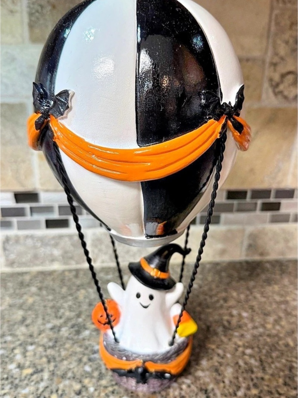 Halloween Hot Air Balloon Ghost Resin Figurine Decor